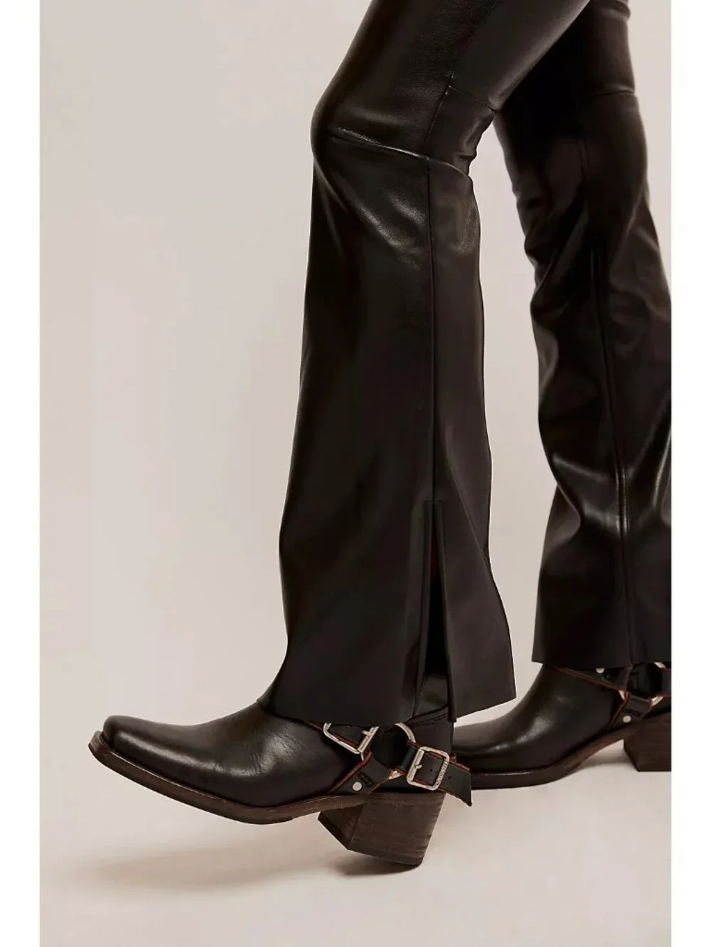We The Free People‎ Level Up Faux Leather Slit Bootcut Pants Size 25